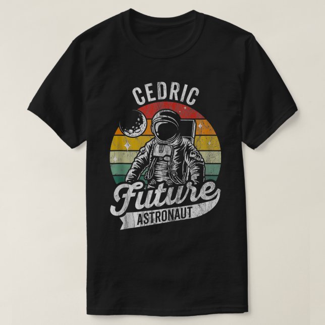 Vintage Personalised Cedric Future astronaut Space T-Shirt (Design Front)