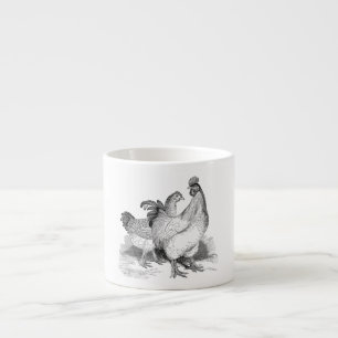Vintage Personalised Chicken Rooster Cochin Birds Espresso Cup