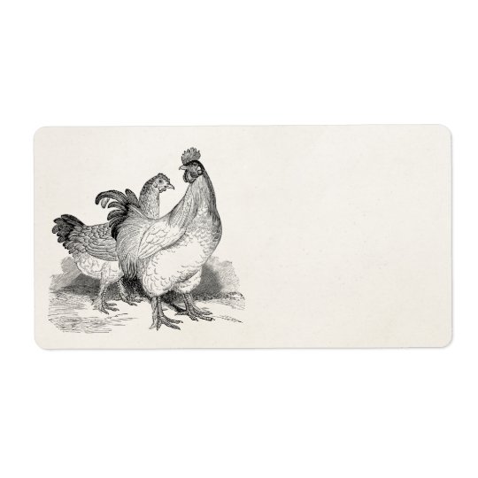 Vintage Personalised Chicken Rooster Cochin Birds Shipping Label