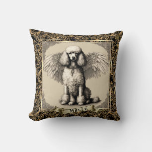 Vintage Personalised French Poodle Angel Cushion