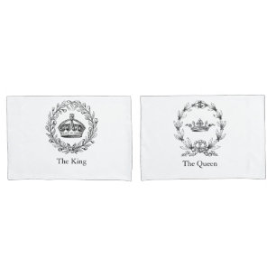 Vintage Personalised King and Queen Crowns Pillowcase