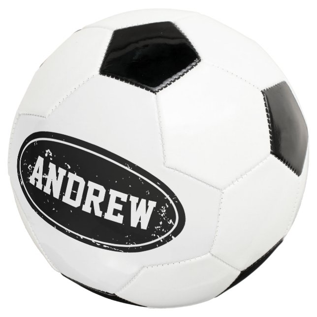 Vintage personalised soccer ball with custom name (Three Quarter)