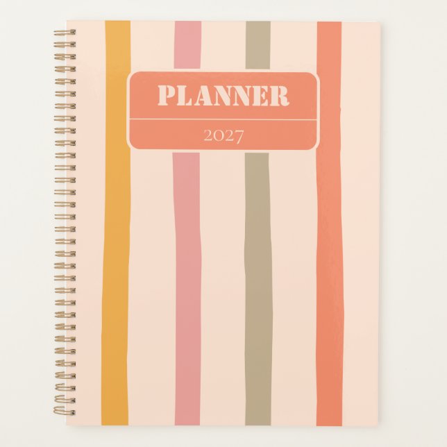 Vintage Personalised Striped  Planner (Front)
