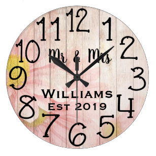 Vintage Personalized Antique Rose Wood Custom Large Clock