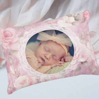 Vintage Personalized Memory Roses Lace  Decorative Cushion