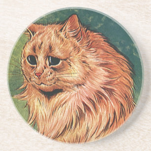 Vintage Pet Animals, Long Haired Orange Cat Coaster