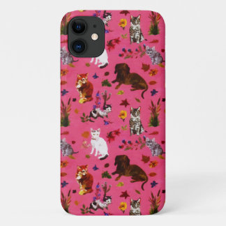 Vintage Pet Cat Dogs Floral Garden Party iPhone 11 Case