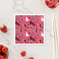 Vintage Pet Cat Dogs Floral Garden Party