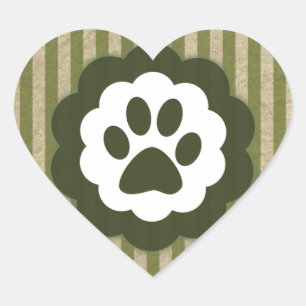 vintage pet paw heart sticker
