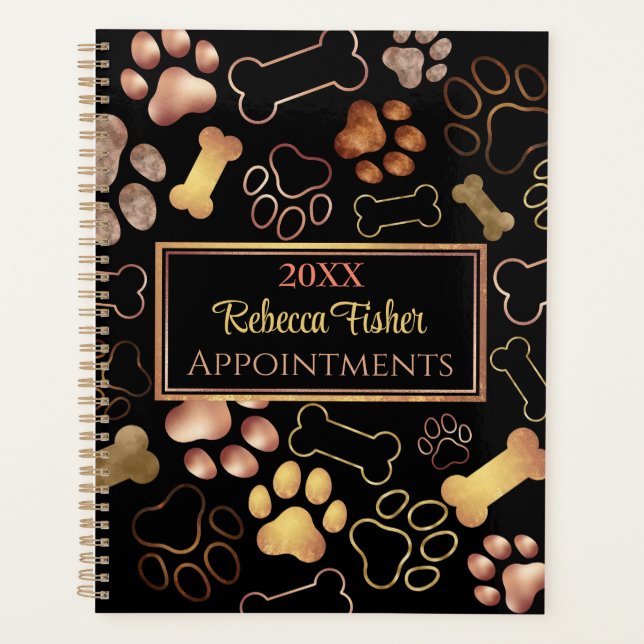 Vintage Pet Sitting, Dog Walking, Grooming, Paw Planner (Front)