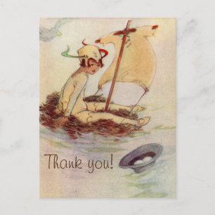 Vintage Peter Pan Baby Shower Thank You Postcard