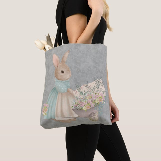  vintage peter rabbit with flowers tote bag (Close Up)