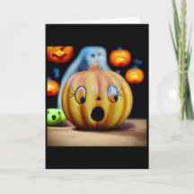 Vintage Petrified Pumpkin Halloween MCM Card 