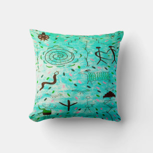 Vintage Petroglyphs Throw Pillow