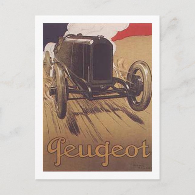 Vintage Peugeot Ad 3 Postcard (Front)