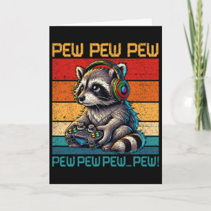 Vintage Pew Raccoon Gamer Video Games Raccoon Love Card