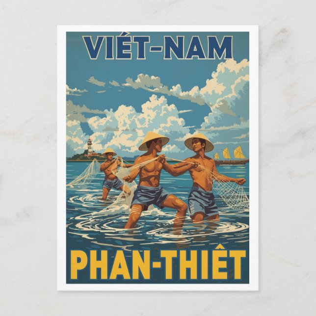 Vintage Phan Thiết Fishermen Postcard (Front)