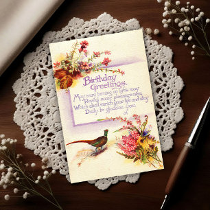 Vintage Pheasant 1917 Heather Birthday Postcard