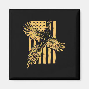 Vintage Pheasant Bird Hunter American Flag Hunting Magnet
