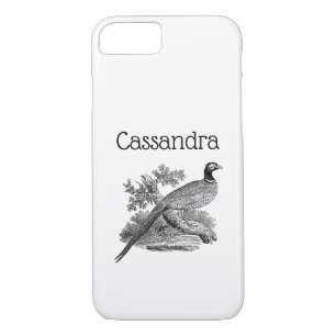 Vintage Pheasant Game Bird Drawing BW iPhone 8/7 Case