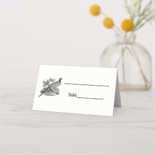 Vintage Pheasant Game Bird Drawing BW Place Card