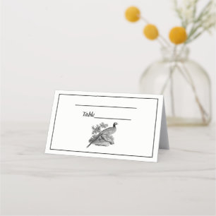 Vintage Pheasant Game Bird Drawing BW Place Card