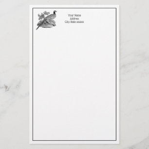 Vintage Pheasant Game Bird Drawing BW Stationery