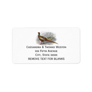 Vintage Pheasant Game Bird Drawing Colour #2 Label
