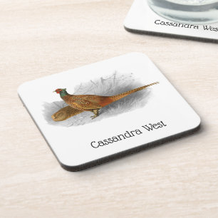 Vintage Pheasant Game Bird Drawing Colour #3 Coaster