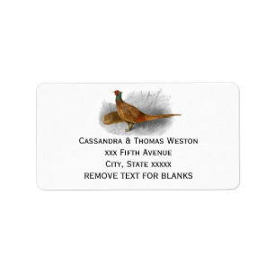 Vintage Pheasant Game Bird Drawing Colour #3 Label