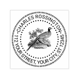Vintage Pheasant Game Bird Drawing Name Address Self-inking Stamp