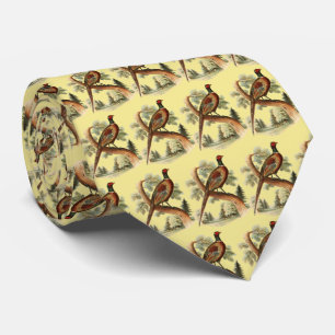 Vintage Pheasant on Branch Game Bird Drawing Colou Tie