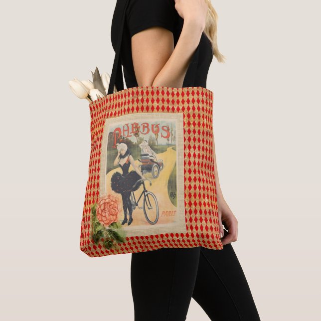 Vintage Phebus Woman & Cycle Collage  Tote Bag (Close Up)