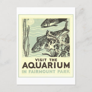 Vintage Philadelphia Aquarium Travel Poster Postcard
