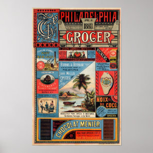 Vintage Philadelphia Grocer Advertisement Poster