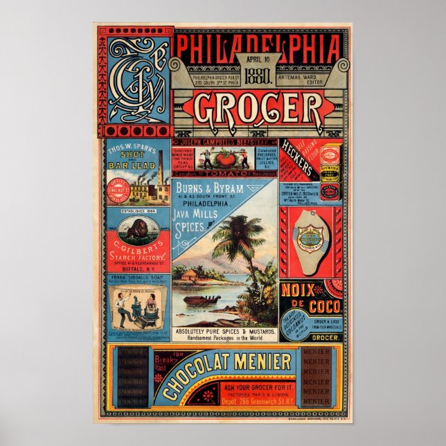 Vintage Philadelphia Grocer Advertisement Poster (Front)