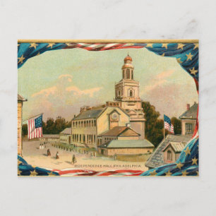 vintage philadelphia independence hall holiday postcard