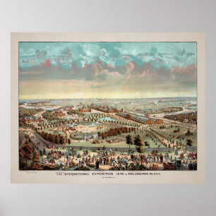 Vintage Philadelphia International Exposition 1876 Poster
