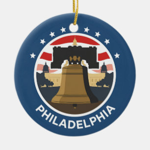 Vintage Philadelphia Liberty Bell Ceramic Ornament