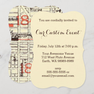 Vintage Philadelphia Map Detail 184a 184c Invitation