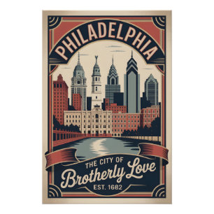 Vintage Philadelphia Pennsylvania Retro Travel Poster
