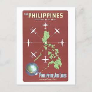Vintage Philippines Travel Poster Postcard