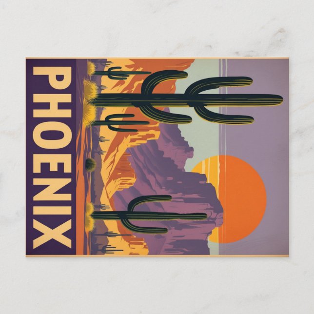 Vintage Phoenix Desert Sunset Postcard (Front)