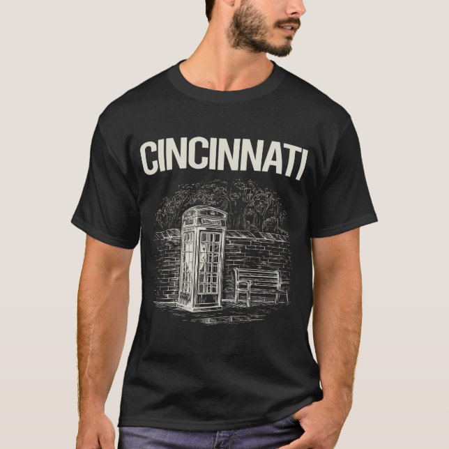 Vintage Phone Booth Cincinnati T-Shirt (Front)