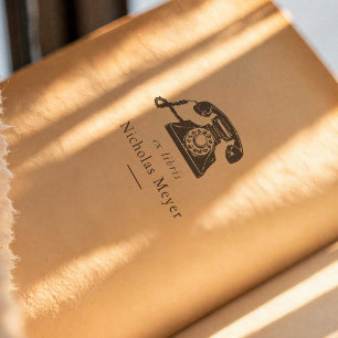 Vintage Phone illustration Classic Ex Libris Book Rubber Stamp