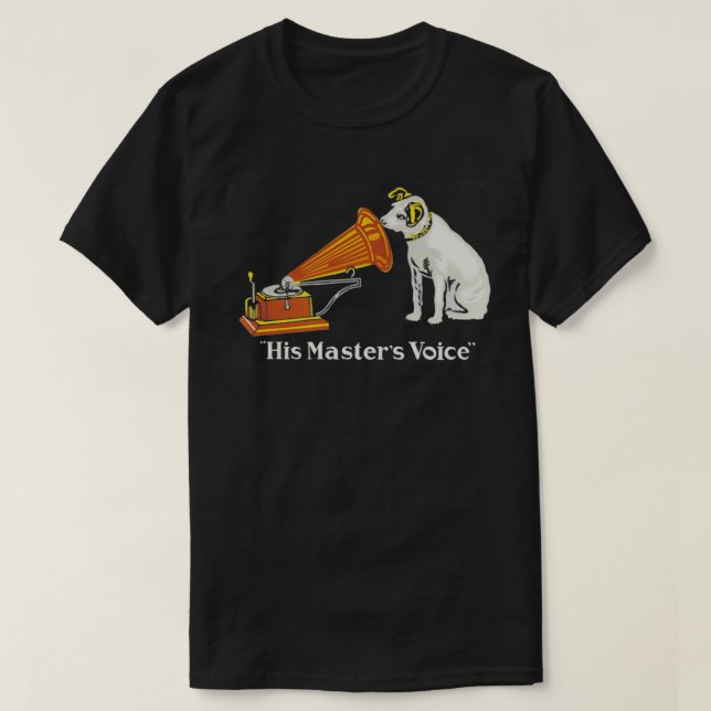 Vintage Phonograph Gramophone His Masters Voice  T-Shirt (Design Front)