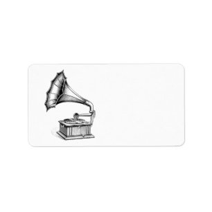 Vintage Phonograph Record Player Music Instrument Label
