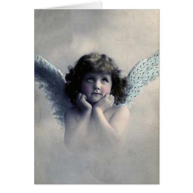 Vintage Photo Angel Greeting Card (Front)