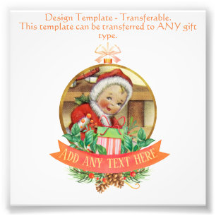 Vintage Photo Bauble Text Template Custom Gifts Print