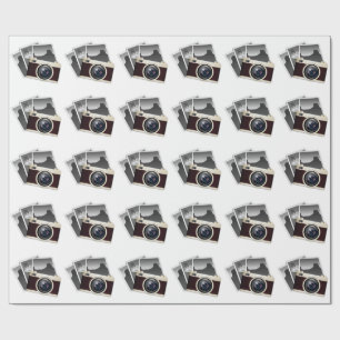 VINTAGE PHOTO CAMERA ILLUSTRATION PATTERN WRAPPING PAPER